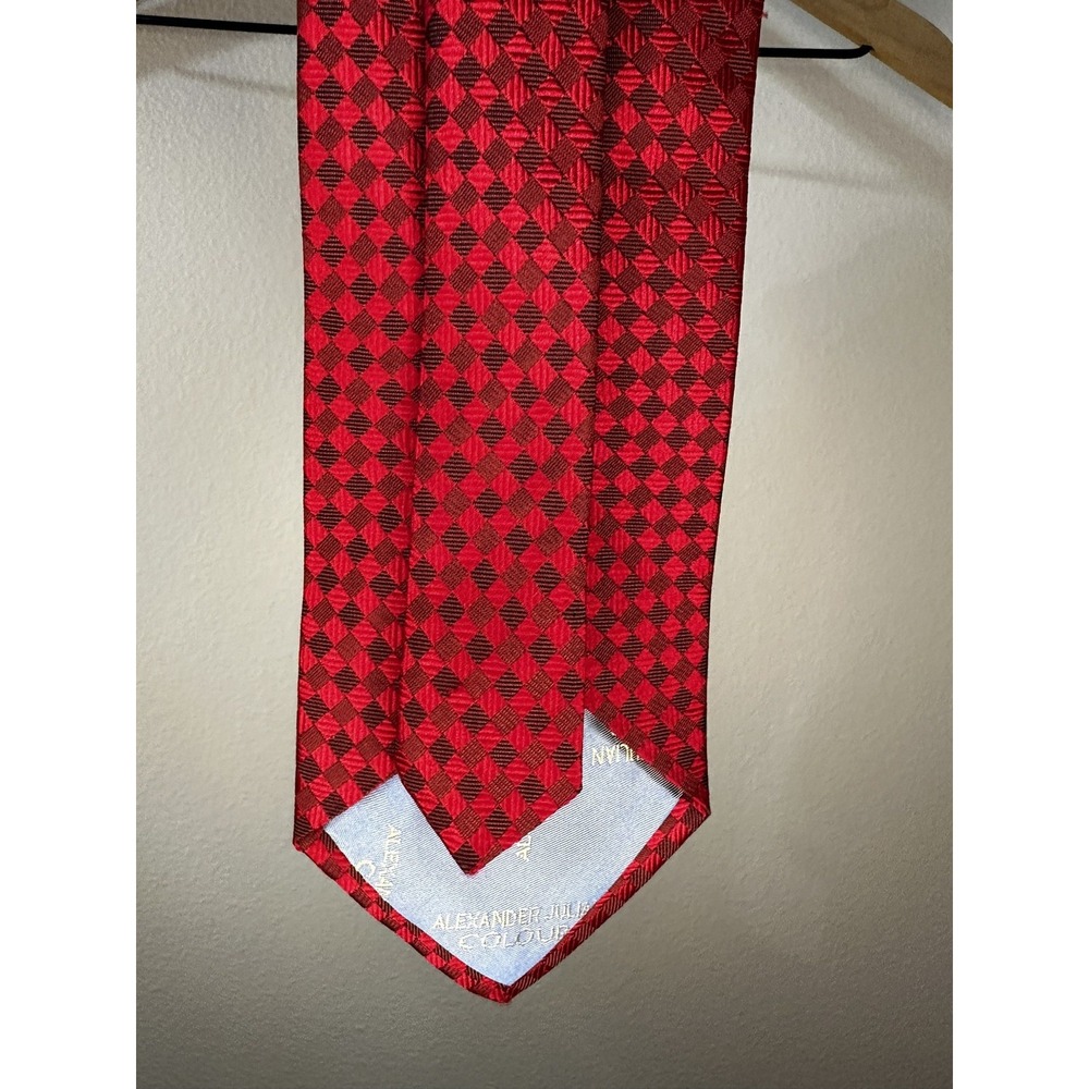 Neck Tie Alexander Julian Colours Mens Woven Red Geometric Pattern Silk Blend‎